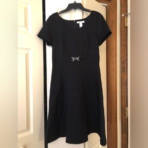 WHBM sz 6 black short sleeve A line dress
